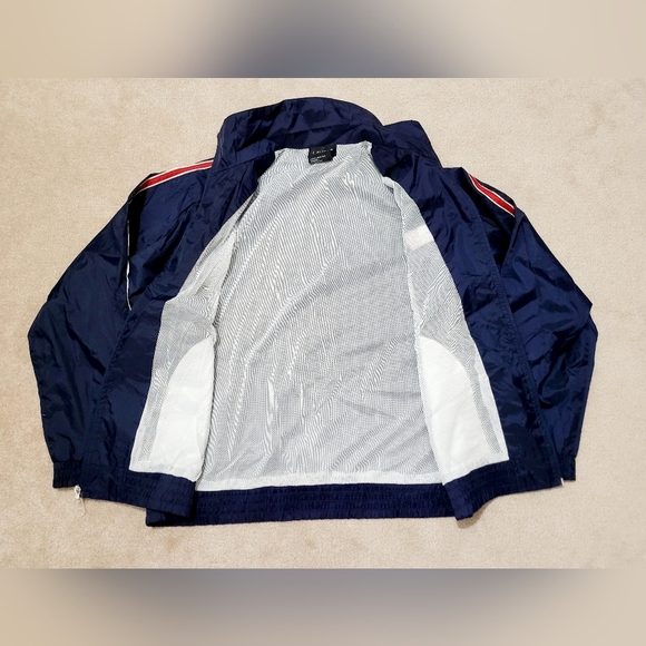 Lavon Women’s Track Jacket Small Full Zip Windbreaker Navy Red White Stripes USA - Picture 9 of 11